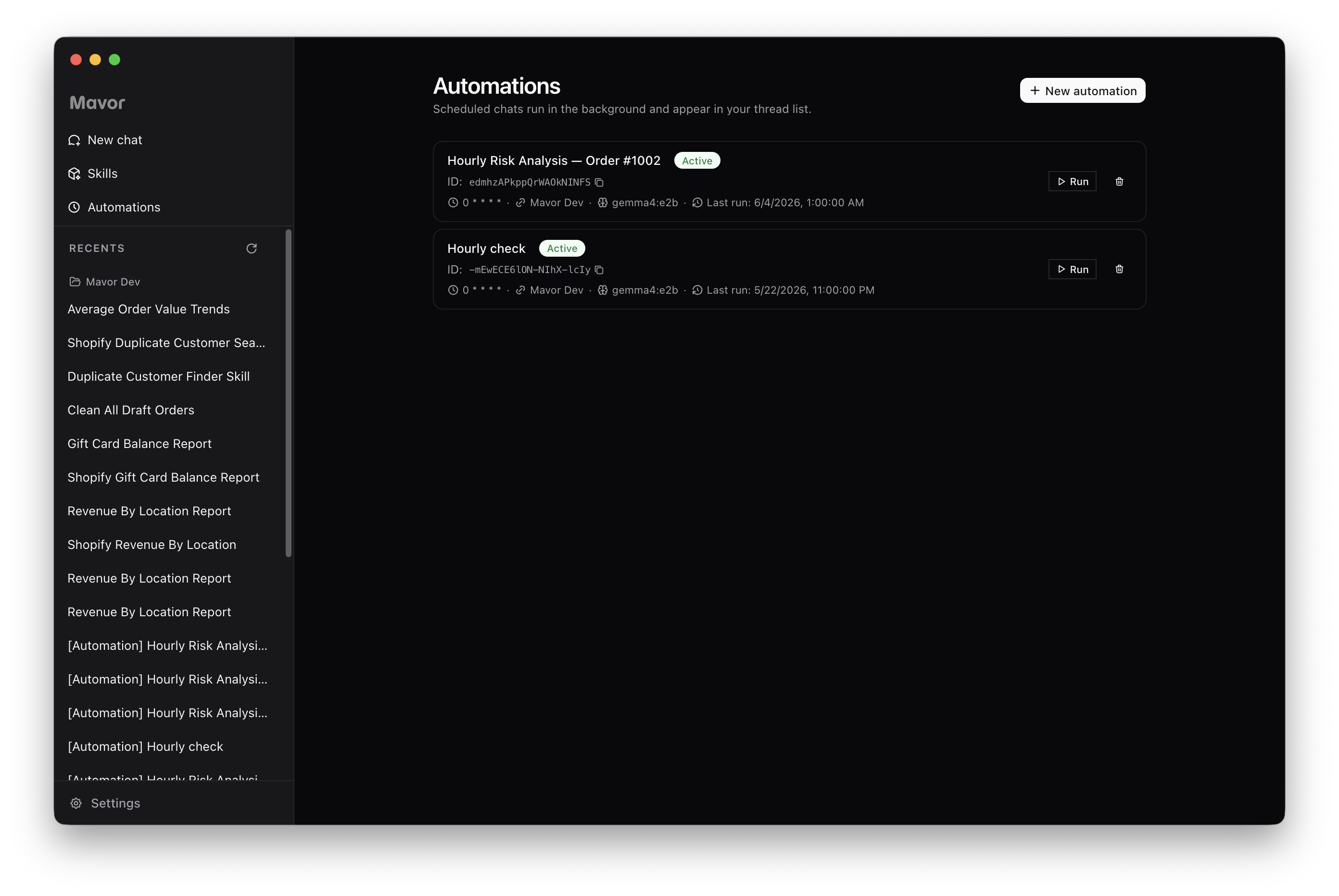 Mavor automation workflows and process optimization
